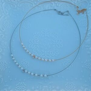 26X241 New Baby Pearl Bangle Necklace 4mm S925 16+2”